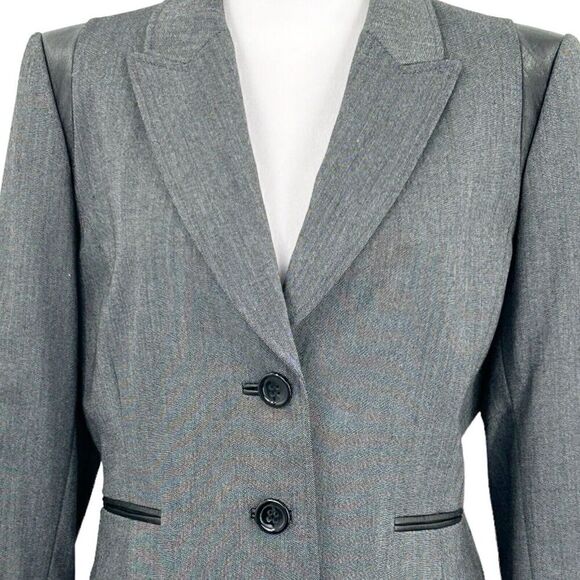 Tahari Arthur S Levine Gray Black Jacket Size 8 Petite Women Lined Blazer - Picture 2 of 16